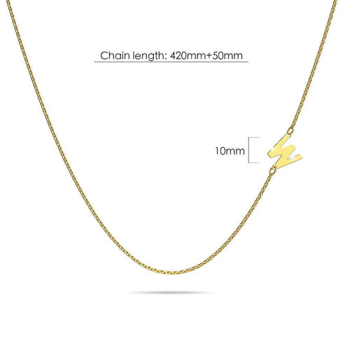Bold Alphabet Letter Initial Charm Necklace in Gold Tone